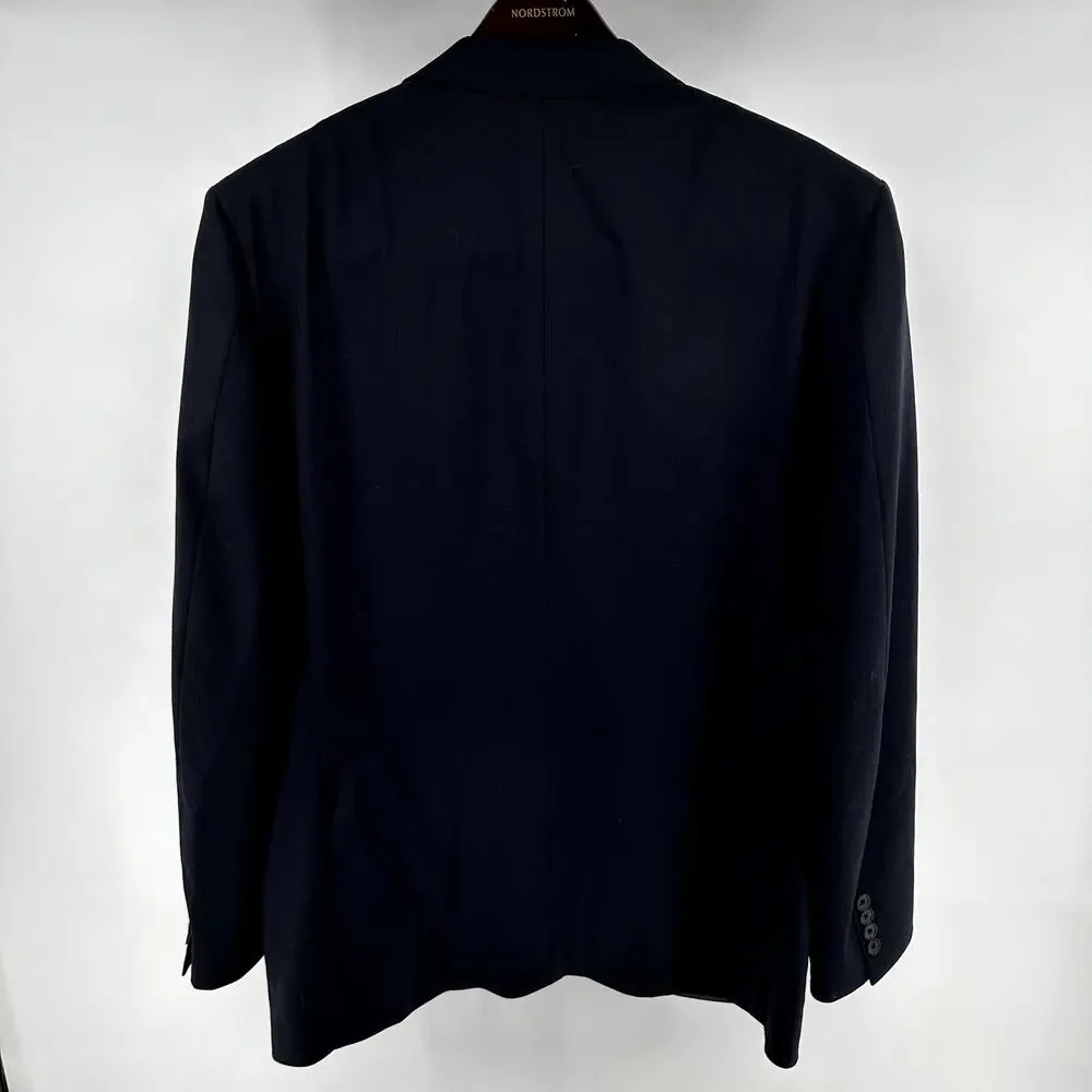 ZZegna Drop 7 Suit Set Notch Lapel Jacket Pleated Pants Wool Navy Blue 54R